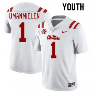 Game-Ready Kid Princely Umanmielen #1 Rebels White College Lightweight Football Jersey - Licensed Elite 70284-107