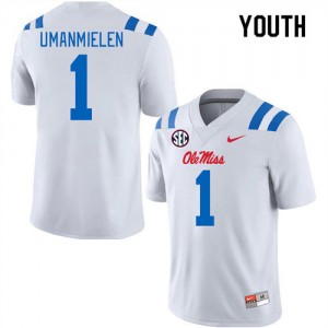 White Out Essential Kid Princely Umanmielen Ole Miss Rebels #1 Microfiber NCAA Football Jersey 91773-437