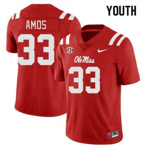 Game-Ready Kids Rashad Amos #33 Ole Miss Red High School Breathable Football Jersey - Licensed Elite 92642-330