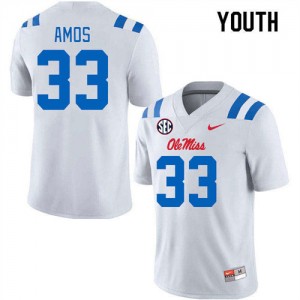 Team-Specific Kids Rashad Amos #33 Ole Miss White Athletic-Fit College Football Jersey - Premium Licensed NCAA Gear 77149-977