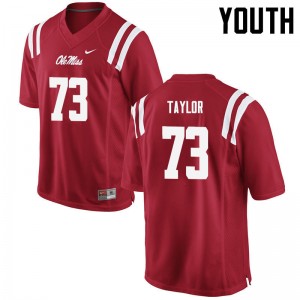 Red Double-Stitched College Football Jersey - Kids Rod Taylor #73 Ole Miss Rebels Subtle (Licensed Official) 36093-664