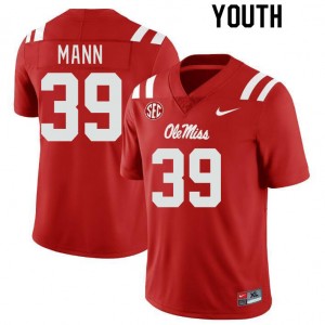 Red Chain-Stitched High School Football Jersey - Kids Skielar Mann #39 Rebels On-Field (Licensed Official) 55486-404