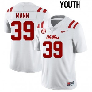 White Out Essential Kid Skielar Mann Ole Miss #39 Applique Player Football Jersey 33361-596