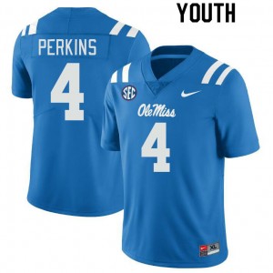 Powder Blue Out Essential Kids Suntarine Perkins Rebels #4 Chain-Stitched High School Football Jersey 31260-597