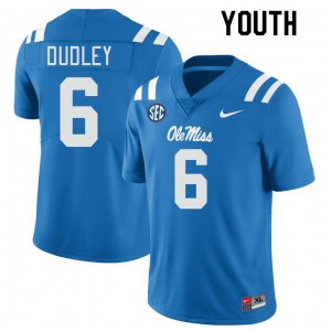 Iconic Kid Official TJ Dudley #6 Rebels Power Blue Football NCAA Long-Lasting Jersey 62123-774