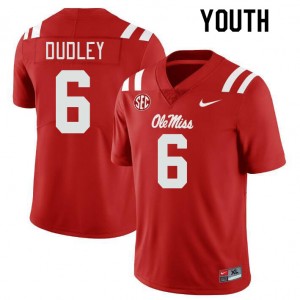 NCAA Fan Favorite: Youth TJ Dudley #6 Red Ole Miss Athletic-Fit Football Jersey 45896-394