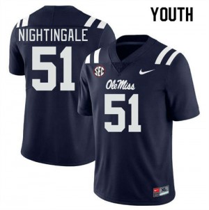 Youth #51 Trey Nightingale Ole Miss Rebels Navy High School Double-Stitched Football Jersey - Authentic NCAA 69274-432