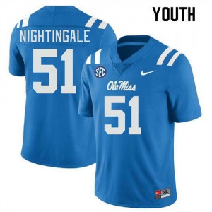 Game-Ready Kid Trey Nightingale #51 Ole Miss Powder Blue University Athletic-Fit Football Jersey - Licensed Elite 66962-930