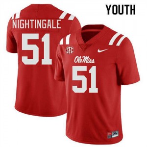 Iconic Red Kids Football Trey Nightingale #51 Rebels College Long-Lasting Jersey 65949-589