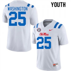 Easy Care Kids Official Trey Washington #25 Rebels White Football University Lightweight Jersey 31177-244