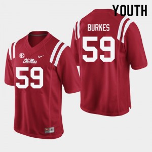 #59 Rebels On-Field Youth Tyler Burkes Red High School Chain-Stitched Football Jersey - Authentic Licensed NCAA 33295-204