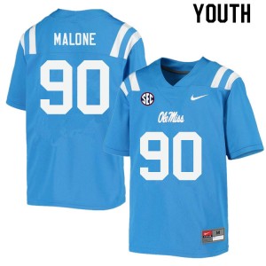 Exclusive Tywone Malone #90 Power Blue Rebels Kids Football Chain-Stitched Jersey - Official NCAA Licensed Collectible 70208-595