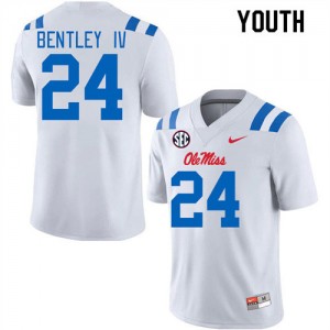 Collectible Youth Official Ulysses Bentley IV #24 Ole Miss White Football University Applique Jersey 97338-537