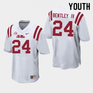 Iconic Youth Ulysses Bentley IV #24 Rebels White Long-Lasting University Football Jersey - Premium Licensed NCAA Gear 43633-164