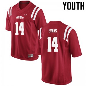 Unused Kid Victor Evans #14 Ole Miss Rebels Red Anti-Odor High School Football Jersey - Premium Licensed NCAA Gear 97209-219