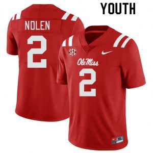 NCAA Fan Favorite: Kids Walter Nolen #2 Red Ole Miss Rebels Microfiber Football Jersey 32276-494