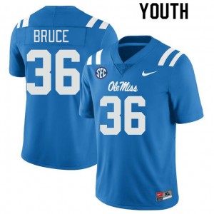 Power Blue Breathable University Football Jersey - Kids Zamari Bruce #36 Ole Miss Compliance Certified (Licensed Official) 63622-174