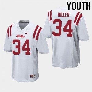 White Lightweight High School Football Jersey - Kid Zavier Miller #34 Rebels Easy Care (Licensed Official) 85041-328