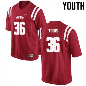 NCAA Fan Favorite: Kid Zedrick Woods #36 Red Ole Miss Rebels Double-Stitched Football Jersey 95726-977