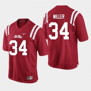 NCAA Fan Favorite: Men's Zavier Miller #34 Red Ole Miss Rebels Double-Stitched Football Jersey 11899-959
