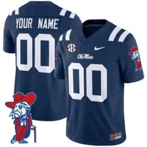 Game-Ready Men's Custom #00 Ole Miss Navy Player Athletic-Fit Football Jersey - Licensed Elite 51382-729
