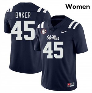 Game-Ready Women Mike Baker #45 Ole Miss Navy Player Breathable Football Jersey - Licensed Elite 64863-591